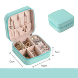 elvesmall Portable Jewelry Box Jewelry Organizer Display Travel Jewelry Case Boxes Button Leather Storage Zipper Jewelers Makeup Organizer