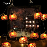 elvesmall  1.5m 10 Led Halloween Pumpkin Ghost Skeletons Bat Spider Led Light String Festival Bar Home Party Decor Halloween Ornament