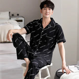 elvesmall  High Quality Pyjamas Men Spring Summer Pure Cotton Breathable Pajamas Short Sleeved Cardigan Casual Male Home Cloth Suit Youth
