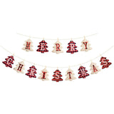 elvesmall  Christmas Banner Hanging Merry Christmas Tree Santa Claus Elk Socks Pulling Flag Home DIY Xmas Party Decoration