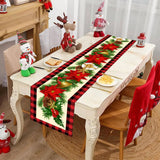 elvesmall Merry Christmas Red Black Grid Snowflake Table Runner Christmas Decoration For Home  Navidad Natal Xmas Tablecloth New Year