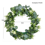 elvesmall Eucalyptus Wreath Flowers Gifts DIY Christmas Creative Artificial Garland Hanging Pendants Wedding Decoration Home Party Decor