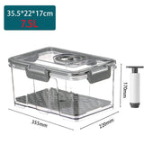elvesmall  Vacuum Food Storage Container Transparent Fridge Organizer with Drain Net Large Capacity Food Dispenser for Kitchen Storage Box