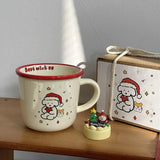 elvesmall  -  Kawaii Dog Christmas Mug Gift Coffee Water Cup Cute Ceramic Handmad Milk Tea Water Juice Mocha Lovers Breakfast Cup Gift 300ml