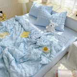 elvesmall  Summer Quilt Cool Comforter Quilt Seersucker  Soft Household Machine Washable Suitable Cool and Refreshing이불  Blanket