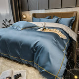 elvesmall  White Egyptian Cotton Bedding Sets Queen King Size Embroidery Duvet Cover Flat/Fitted Sheet Bed Linen Hotel Style Home Textiles