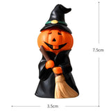 elvesmall Funny Halloween Funny Pumpkin Man Craft Resin Pumpkin Man Desktop Ornament Figurine Witch Top Hat Packs Realistic Ghost Figurine