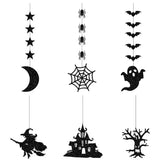 elvesmall 6pcs Halloween Hanging Banner Garland Scary Spider Witch Ghost Bat Pendant Ornament Happy Halloween Party Decorations for Home