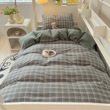 elvesmall  Nordic Wash Cotton Bedding Set Duvet Cover with Pillowcase Bed Sheet Set Comforter Cover Bed Linens Set Single Full Queen Size