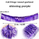 elvesmall Foil Fringe Tinsel Garland Creative 2M 4 Layers Foil Banner Birthday Party Wedding Decoration Christmas Home Wall Decor
