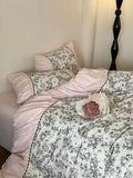 elvesmall  Winter 100% Cotton Korean Princess  Bedding Set Thickened Retro French Duvet Cover Sets Flower Bed Skirt  Skin-friendly Fabrics