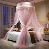 elvesmall Universal Elegant Tulle Dome Bedroom Mosquito Net, Romantic Lace, Solid Color, Double Bed, Home Decoration Mosquito Net