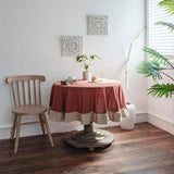 elvesmall Vintage Ruffled Tablecloth Stain Resistant Wrinkle Washable Tablecloth Table Buffet Party and Camping Decorative Tablecloth