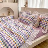 elvesmall Floral Duvet Cover Set 4pcs Soft Ruffle Vintage Flower Bedding Set Light Luxury Reversible Comforter Cover with Zipper Closure