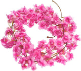 elvesmall 1.8M Silk Sakura Cherry Blossom Vine Lvy Wedding Arch Decoration Layout Home Party Rattan Wall Hanging Garland Wreath Slingers