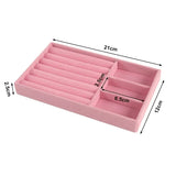 elvesmall Jewelry Storage Box Earring Ring Necklace Brooch Holder Velvet Jewelry Display Box Necklace Classification Organizer Drawer Tray