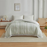elvesmall New Furball Queen Duvet Cover Set High-end Striped Cut Flowers Bedding Set King Size with Tassels Quilt Cover and Pillowcases
