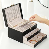 elvesmall Large Jewelry Storage Box Multi-Layer Organizer For Jewelry Necklace Earring Leather Jewellery Storage Packaging Display Boxes