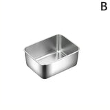 elvesmall Stainless Steel Food Storage Serving Trays Rectangle Sausage Noodles Fruit Dish With Cover Home Kitchen Organizers Food Containe