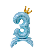 elvesmall  32 Inch Crystal Gradient Number Stand Foil Balloons with Crown Figures Globos 0-9 Birthday Party Decorations Wedding Baby Shower