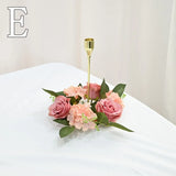 elvesmall 20CM Candlestick Garland Wreath Artificial Rose Candle Holder Flower Ring Home Party Wedding Table Decoration