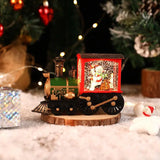 elvesmall Santa Claus Snowman Christmas Gift Crystal Sequins Christmas Eve Music Box Train Crystal Ball Ornaments Desktop Decoration