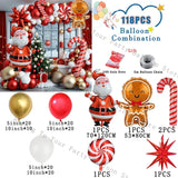 elvesmall Decorations Christmas Balloons Garland Arch Red Metallic Gold With Gingerbread Man Stars Foil Balloon For Christmas Party Decor