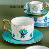 elvesmall  -  Blue Eye Ceramic Coffee cup European Fashion Coffee cup Dish Set Home Afternoon Tea Tea Cup tea cups and saucer sets  coffee cup