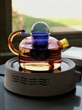 elvesmall Colorful Glass Teapot Mug With Handle High Borosilicate Heat-resistant Boil Water Tea Sets  Kettle  Water Cup Bottle