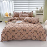 elvesmall Floral Print Brushed Home Bedding Set Simple Fresh Comfortable Duvet Cover Set with Sheet Comforter Covers Pillowcases Bed Linen