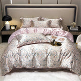 elvesmall Mulberry Silk 4 Pieces Comforter Bedding Set, 1PC Duvet Cover, 1PC Bed Sheet, 2PCS Pillowcases, Luxury Home Textiles Bedclothes