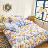 elvesmall Pink Spring Flowers Duvet Cover 100% Cotton Bedding Set Floral Quilt Cover with Zipper Closure 3pcs Wildflower Comforter Cover