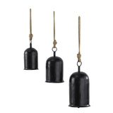 elvesmall Wall Hanging Decor With Solid Pattern and Metal Clapper Wind Chimes Metal Tibetan Decorative Wall Clock 3-Piece Set Round Crafts