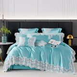elvesmall  High end Hotel Wedding Bedding Set Bed Linen Duvet Cover Set With Embroidery 600 Thread Long Staple Cotton Pink Princess 3/4 PCS