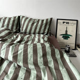 elvesmall Bed Linen Duvet Cover Stripe Boys Girls Twin Queen Size Duvet Cover Pillowcase Bedding Adult INS Style Home Textile Nordic Sling