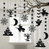elvesmall 6pcs Halloween Hanging Banner Garland Scary Spider Witch Ghost Bat Pendant Ornament Happy Halloween Party Decorations for Home