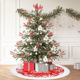 elvesmall  Christmas Tree Skirt 122cm Red Faux Fur Christmas Tree Skirts with White Snowflakes Merry Christmas Sign Xmas Tree Decor