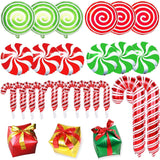 elvesmall Christmas Candy Cane Foil Balloons Xmas Red Green Sweet Candies Balloon Christmas Gift Box Ballon Birthday Party Home Decoration
