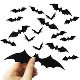 elvesmall  44PCS 3D Black PVC Bat Decoration Halloween Party DIY Decor Wall Sticker Bar Room Halloween Party Scary Decoration Props