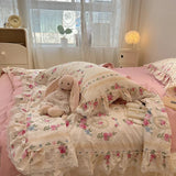elvesmall Summer Quilt   2024 New  Cotton Korean Ins Lace Fragmented Series  Air Condition Quilt High Quality Summer Blanket set