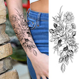 elvesmall Women's Fashion Flower Temporary Tattoos Sticker Fake Rose Feather TatooS Decal Waterproof Body Art Legs Arm Tatoos For Women