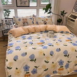 elvesmall American style small fresh bedding, simple plant flower bed sheets, quilt covers, three piece sets, four piece sets