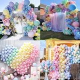 elvesmall 136Pcs Macaron Rainbow Pastel Balloon Garland Arch Kit Bow Pink Blue Latex Ballons For Birthday Party Supplies Wedding Decor