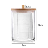 elvesmall Acrylic Makeup Organizer Cotton Swabs Containerwith Bamboo Lid Cosmetic Transparent Box Cotton Pad Organizer Jewelry Storage Box