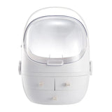 elvesmall  Multifunctional Dustproof Cosmetics Storage Box Space Capsule Cosmetic Case Transparent Skincare Shelves Dust Belt Handle