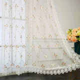 elvesmall  Romantic Embroidery Lace Pink Floral Curtain for Living Room Sheer Voile Drape Princess Bedroom Wedding Home Decoration #E