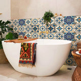 elvesmall DIY Moroccan Tile Stickers For Kitchen Backsplash,Peel and Stick Bathroom PVC Tile Decor Waterproof Wall Sticker Furniture Decal