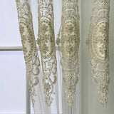 elvesmall French Luxury White Flowers Beads Embroidered Sheer Tulle Embossed Curtains For Bedroom Living Room Window Voile Fabric Drapes