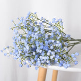 elvesmall 10PCS Gypsophila Artificial Flower White Pink Blue Baby Breath Plastic Bouquet For Home Decorative DIY Wedding Party Decoration