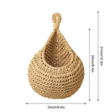 elvesmall  1pc Handwoven Wall Hanging Fruit Vegetable Basket Teardrop Plant Basket Kitchen Table Wall Hanging Storage Basket Container